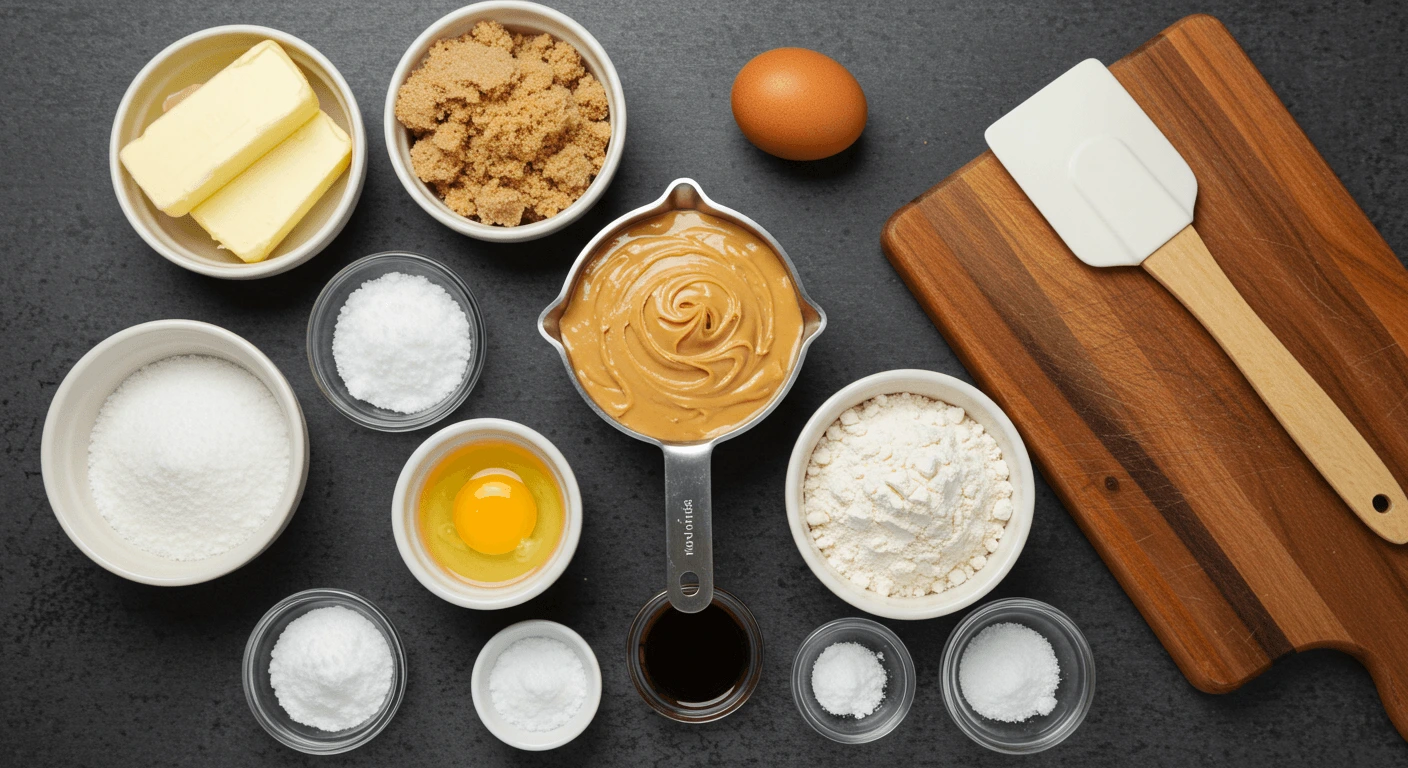 ingredients of soft peanut butter cookies