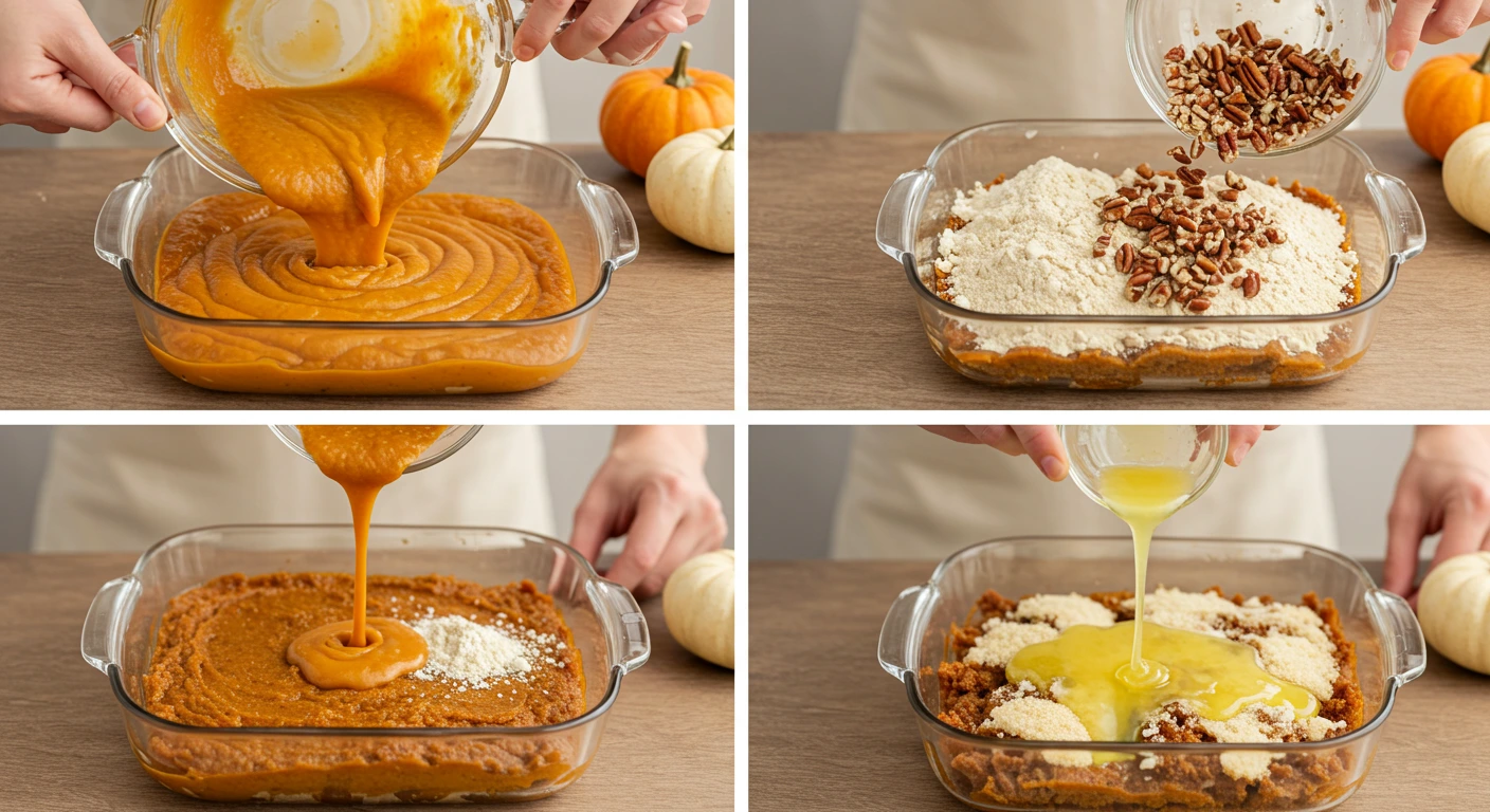 Step by Step Instructions for pumpkin dump cake recipe